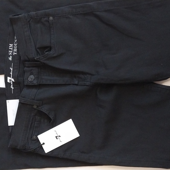 7 For All Mankind NWT Women's Size 28 Black Slim Trouser Flare Denim Jeans Pants - Picture 6 of 15